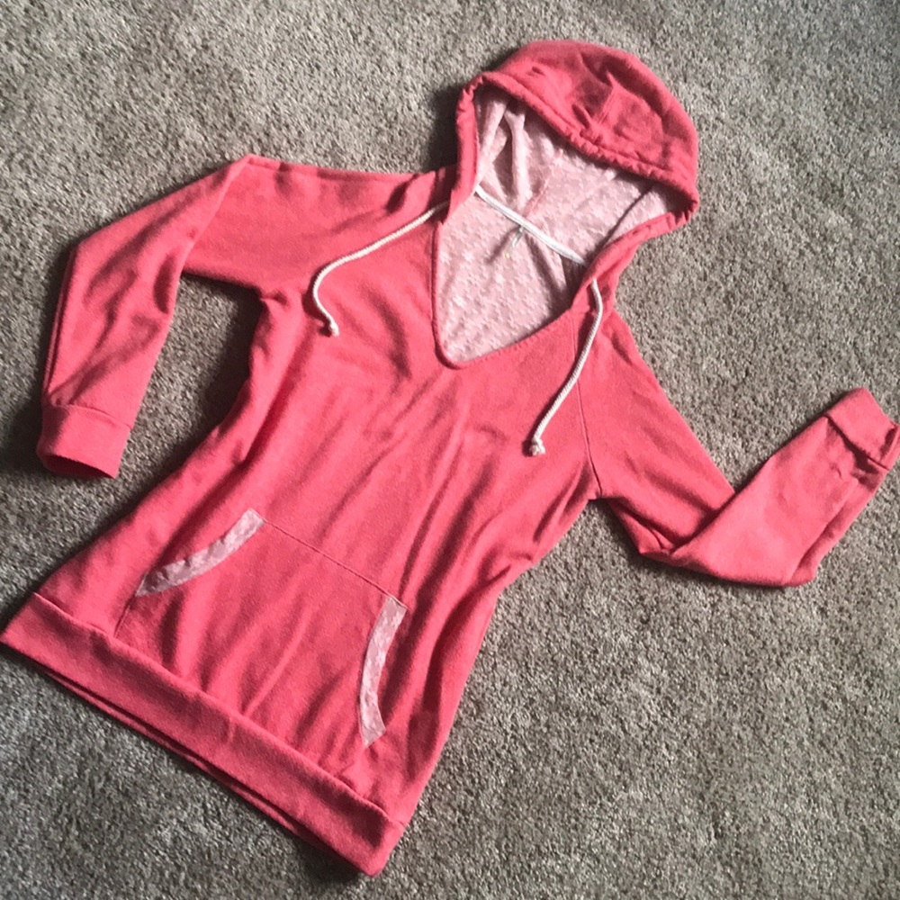 DONATING NEXT WEEK- Pink hoodie with lace details